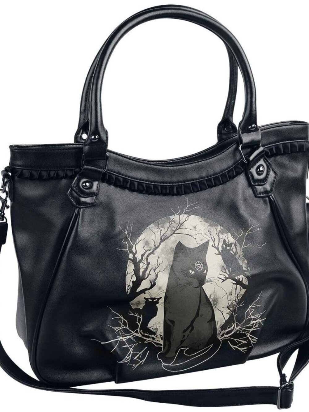Hecate in Full Moon Crossbody Handbag Gothic Black Cat Alternative Purse
